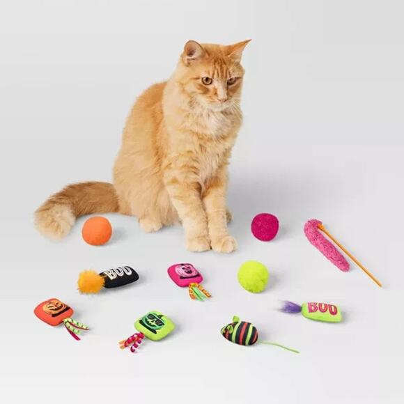 HALLOWEEN CAULDRON BUNDLE PLUSH CAT TOY SET - 10 PIECES - HYDE & EEK NEW! - Picture 2 of 3